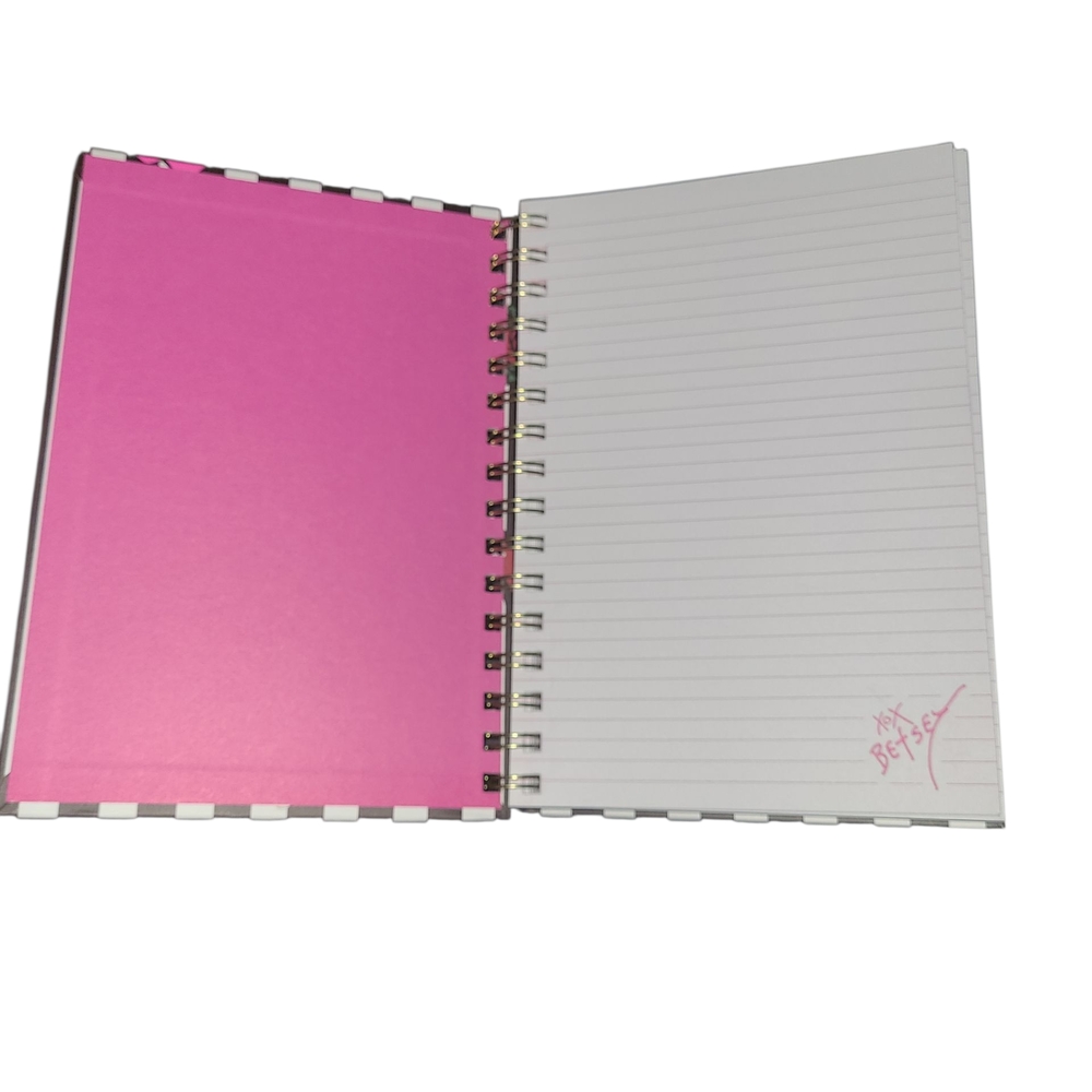 Betsey Johnson Striped Notebook with Pink and Red Graphics - Picture 3 of 4
